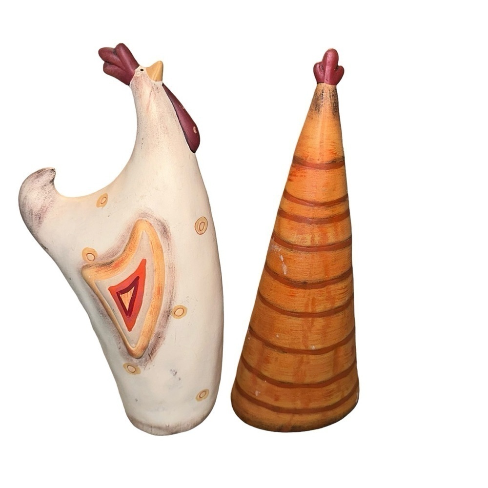 2 pottery hen chickens Americana - Picture 2 of 4